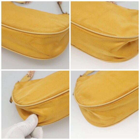 PRADA Chain Shoulder Bag Nylon Yellow Gold Auth 139938 - Picture 14 of 16